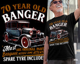 70 Year Old Banger Classic Car T-shirt Funny Vintage Auto Grandpa Gift for Men Father